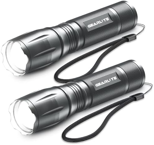 GEARLITE LED Taschenlampe 2000 Lumen - Extrem hell, 5 Modi, IP65 wasserdicht für Camping und Outdoor Abenteuer