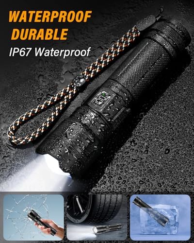 XHM 70.2 LED Taschenlampe – 500000 Lumen USB Aufladbar & IP67 Wasserdicht, Ideal für Outdoor Abenteuer