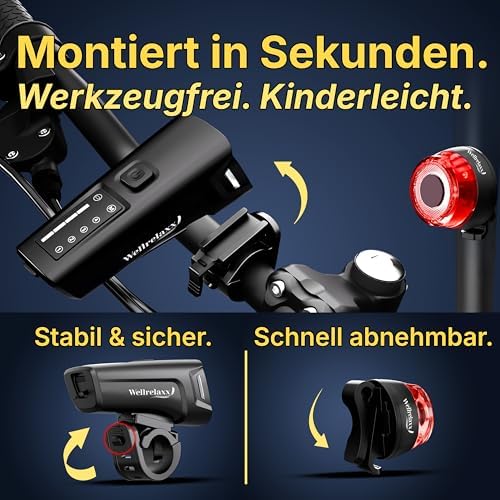 LED Fahrradlicht Set von – USB aufladbar, 100LUX, StVZO zugelassen, ideal für sicheres Fahren in der Nacht!