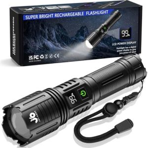 JAY-PARK LED Taschenlampe 500000 Lumen – Extrem helle, aufladbare Taktiklampe für Outdoor, Jagd & Camping, IP67 wasserfe