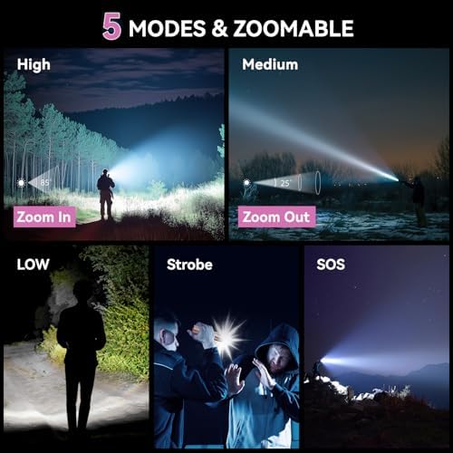 GEARLITE LED Taschenlampe 2000 Lumen - Extrem hell, 5 Modi, IP65 wasserdicht für Camping und Outdoor Abenteuer