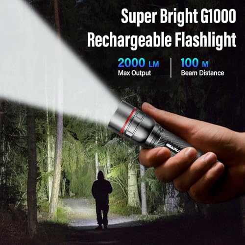 GEARLITE LED Taschenlampe 2000 Lumen – Extrem hell & zoombar, ideal für Camping, Angeln und Notfälle!