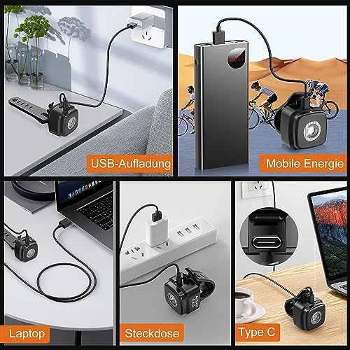 Antimi Fahrradleuchten-Set: StVZO-zugelassene LED Beleuchtung mit IPX5 Front- & Rücklicht, USB Typ C für sicheres Radfah