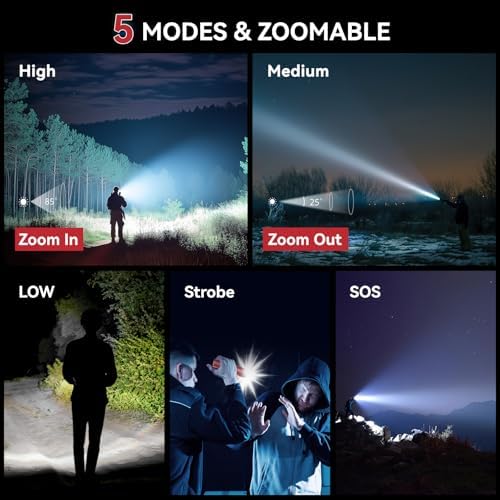 GEARLITE LED Taschenlampe 2000 Lumen - Extrem hell, 5 Modi, IP65 wasserdicht für Camping und Outdoor Abenteuer