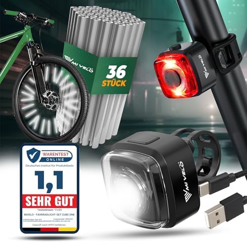 MIVELO Fahrradlicht Set – StVZO zugelassen, USB-aufladbar & 100% wasserdicht für sicheres Fahren bei Nacht