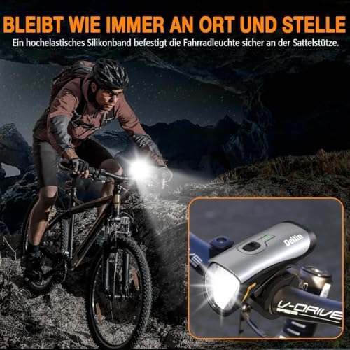 Deilin Fahrradlicht Set – 70 Lux LED Beleuchtung, USB Aufladbar & IPX5 Wasserdicht für sicheres Fahren bei Nacht