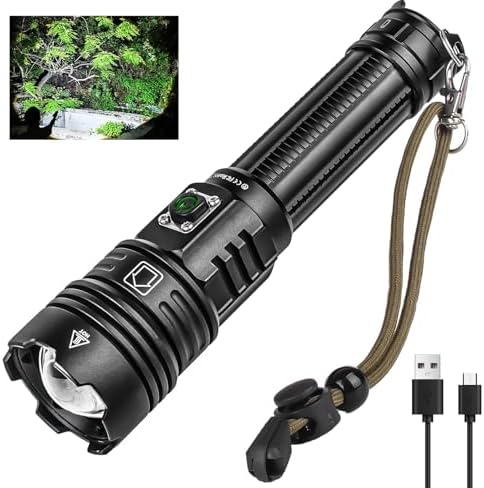 ASORT Wiederaufladbare Taschenlampe 990.000 Lumen, Extreme Helligkeit, USB Aufladbar, IP67 Wasserdicht für Outdoor, Camp