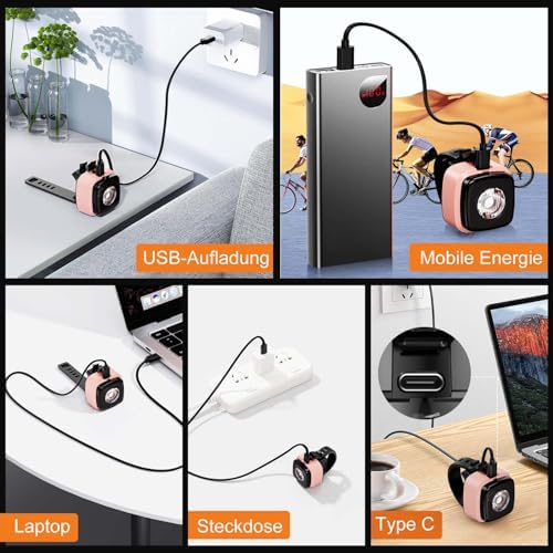 Antimi Fahrradleuchten-Set: StVZO-zugelassene LED Beleuchtung mit IPX5 Front- & Rücklicht, USB Typ C für sicheres Radfah