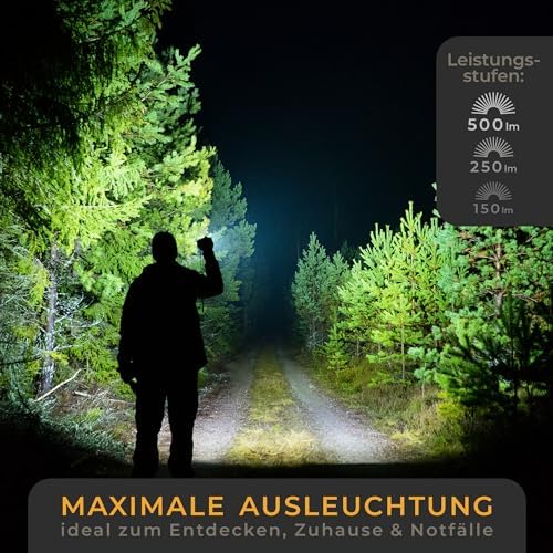 LICHTMEISTER LED Taschenlampe 500 Lumen - tragbar, langlebig und ideal für Outdoor-Abenteuer
