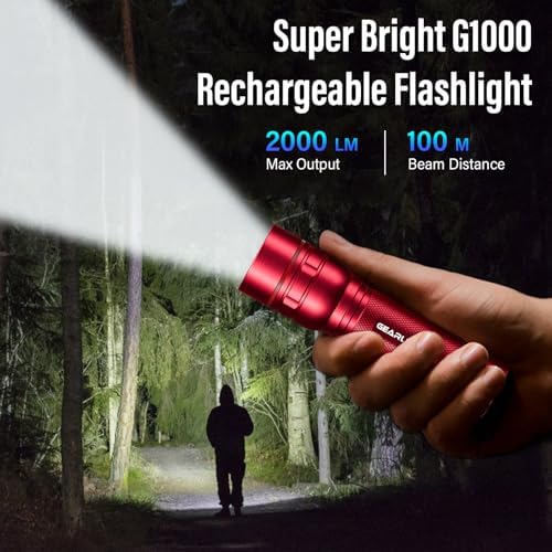 GEARLITE LED Taschenlampe 2000 Lumen – Extrem hell & zoombar, ideal für Camping, Angeln und Notfälle!