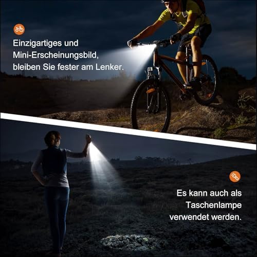 Antimi Fahrradleuchten-Set: StVZO-zugelassene LED Beleuchtung mit IPX5 Front- & Rücklicht, USB Typ C für sicheres Radfah