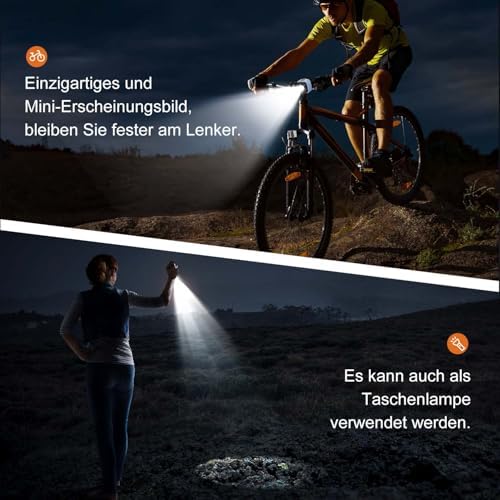 Antimi Fahrradleuchten-Set: StVZO-zugelassene LED Beleuchtung mit IPX5 Front- & Rücklicht, USB Typ C für sicheres Radfah