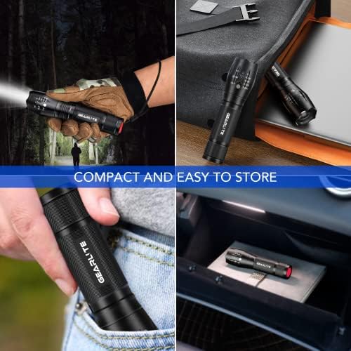 GEARLITE LED Taschenlampe 2000 Lumen - Extrem hell, 5 Modi, IP65 wasserdicht für Camping und Outdoor Abenteuer
