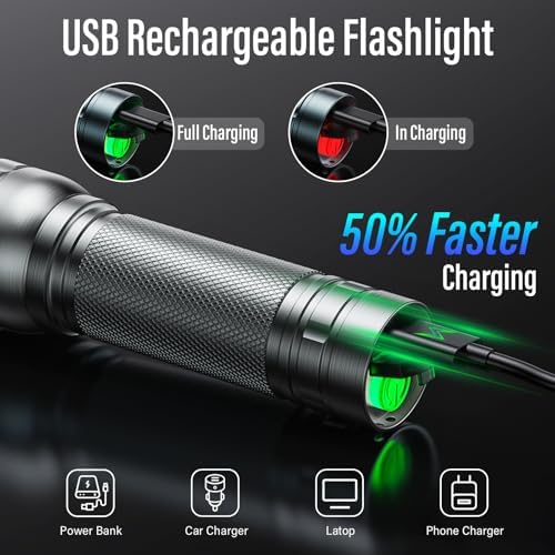 GEARLITE LED Taschenlampe 2000 Lumen – Extrem hell & zoombar, ideal für Camping, Angeln und Notfälle!