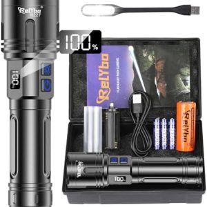 LED Taschenlampe XHM90.2 - 500.000 Lumen, Aufladbar & Dimmbar, Ideal für Outdoor Notfälle